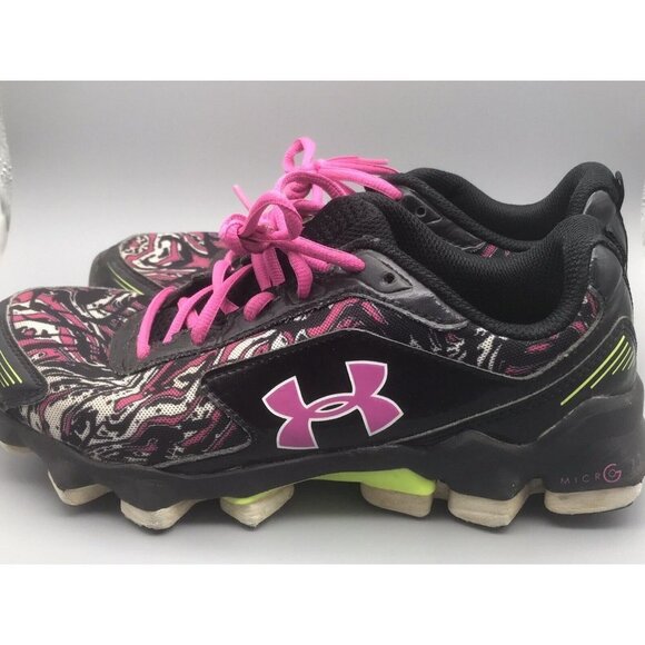 UNDER ARMOUR GGS MICRO G NITROUS KIDS RUNNING SHOES 5.5 Y EUR 38 BLACK PINK - Picture 3 of 11
